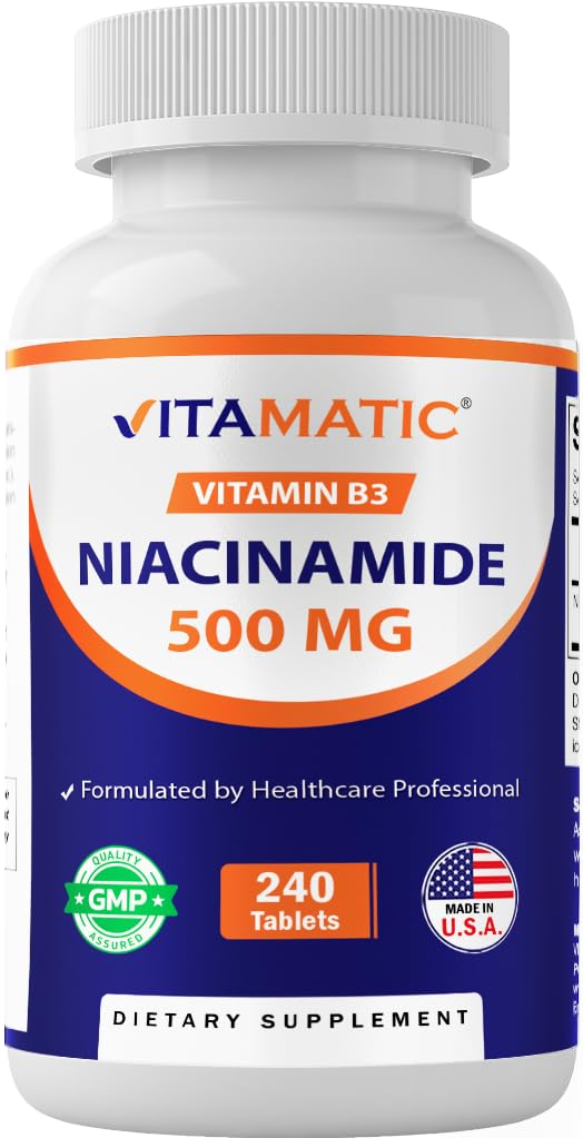 Vitamin Niacinamide 500 mg 240 Tablet - Flush Free Vitamin B3 - Mendukung Produksi Energi