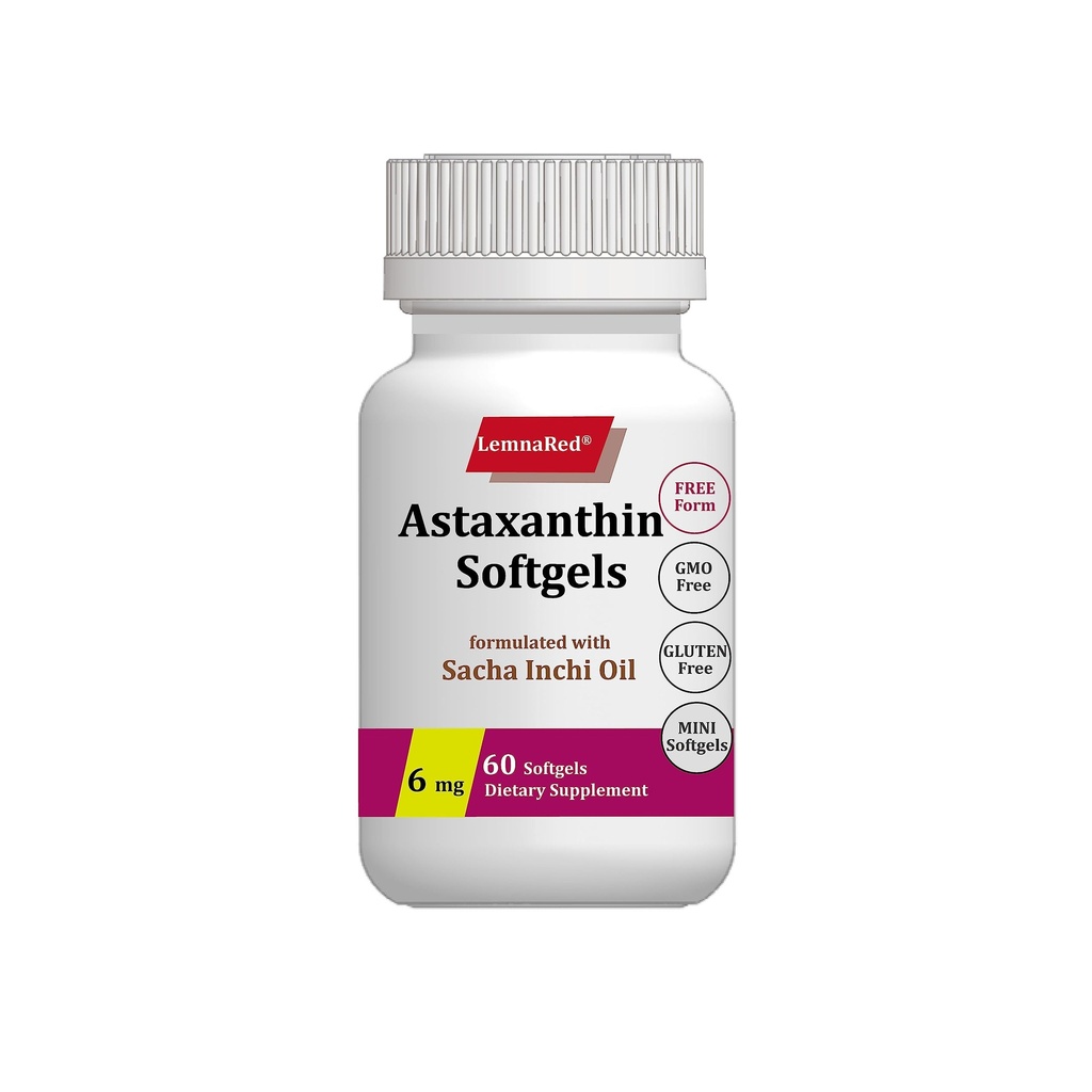 Free- Formulir Astaxanthin 6mg Softgel- 60 Softgeels Dietary Sufflement Strongest Antioxidant Supports Eye, Gabungan & Skin Health Formulate dengan Sacha Inchi Oil