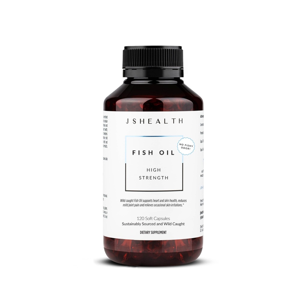 Tambahan Minyak Ikan JSHealth High Power - Omega 3 Fish Oil - Dibuat dengan Wild- Caught Fish - Omega 3 Tambahan, 120 Kapsul