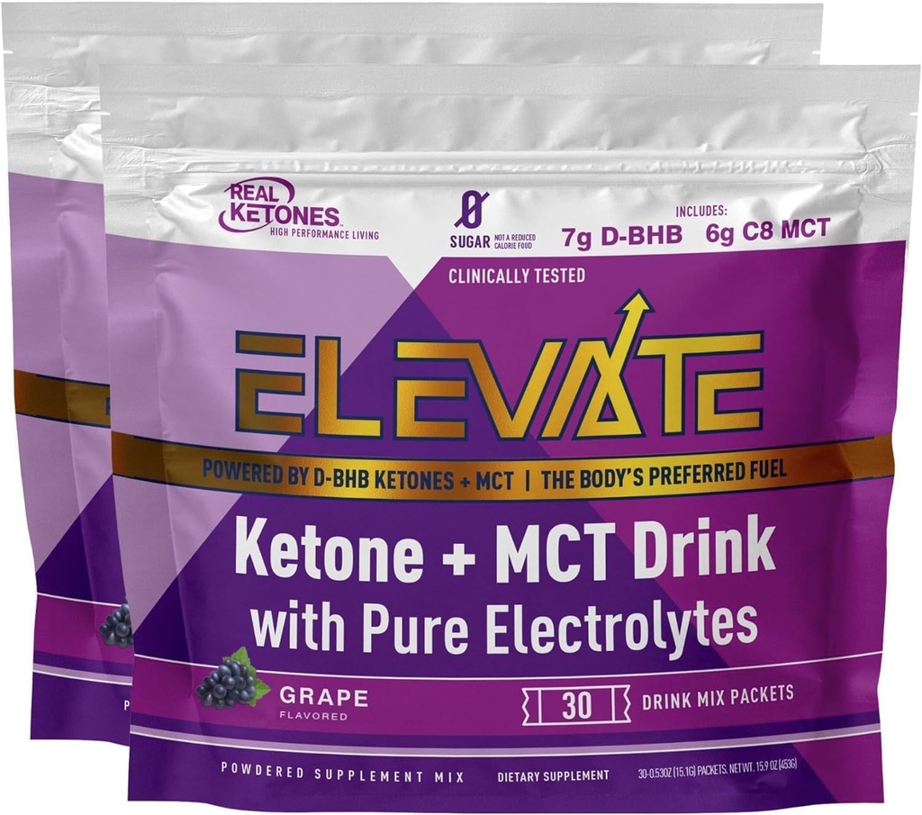Real Ketones Exogenous Keto D BHB + MCT + Electrolite, Caffeine Free Drink Mix Powder, Grap Tart for Rapid Ketosis (56 Servis)