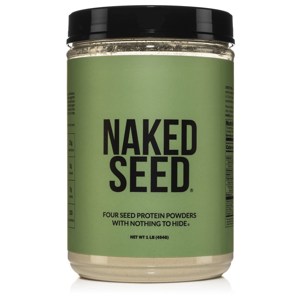 Benih Telanjang - 4 Powder Benih Protein, hanya 4 Ingreasi - Chia, Semangka, Sunflower dan Pumpkin Benih - Bebas Gluten- Bebas Soy Free, Vegan, Tanpa Gmos, Penari Tanpa Buatan - 15 Servis