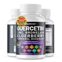 Quercetin Bromelain Zinc Vitamin D3 Elderberry Turmeric Rosemary Bilberry Sage Odorless Brea Milk Thistle Oregano -150 Capsules- dibuat di USA