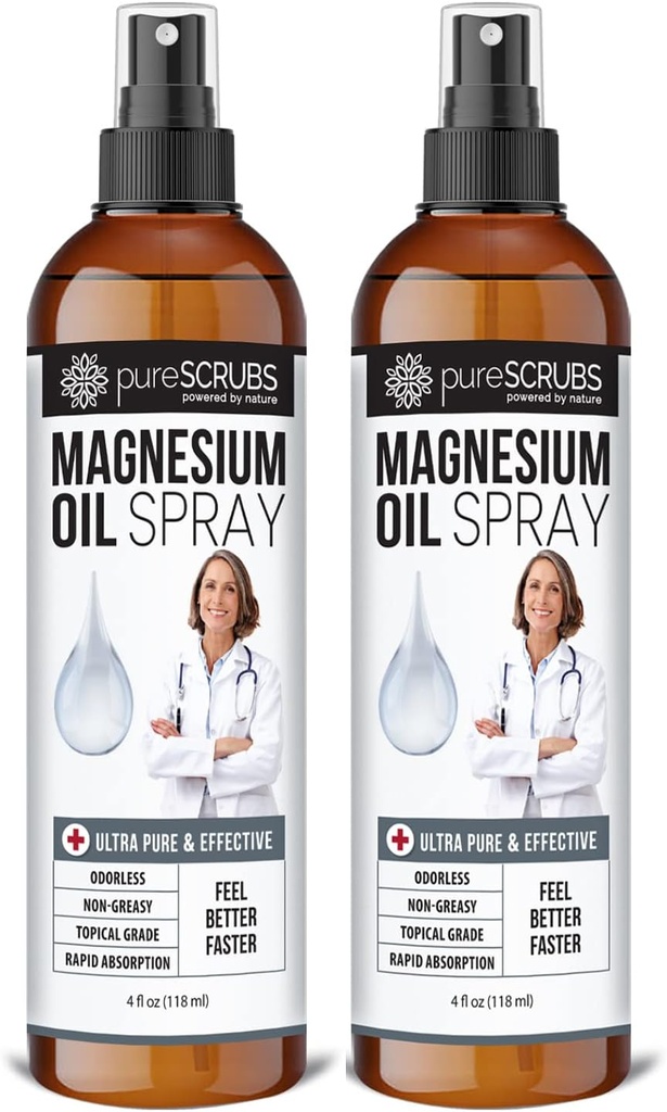 Spray Oil Topical Magnesium Murni, Penyerangan Cepat Ultra untuk Kesehatan Lebih Baik, Murni Zechstein Brine - (2 Harga Botol)