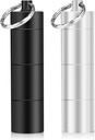 Opret 2 Pack Keychain Pill Holder, 3 Comments Metal Small Pill Case, Waterproof Travel Pill Box, Pill Container for Purse, Matte Black & Silver