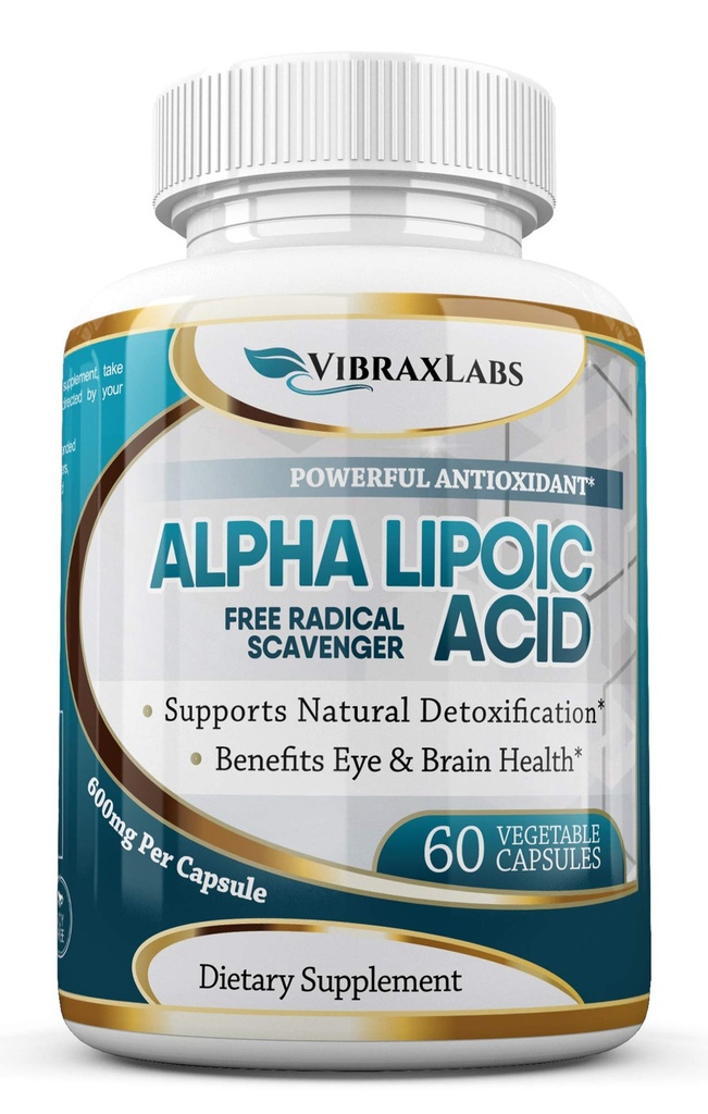 Alpha Lipoic Acid 600mg Capsules - Ekstra Kekuatan ALA Suplemen - Best Pure Vegetarian Capsules untuk Nerve Pain, Skin, Face, Eye dan Brain Boost - Membantu Substain Detoksifikasi Alam, Non-GMO