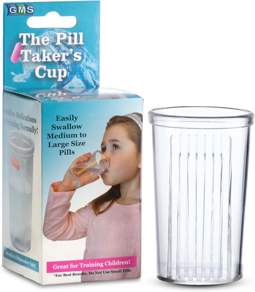 Pill Taker Cup - Membuat Medium Swallowing to Large Tablets & Pil Mudah - Makanan Cukup Minum Bersama dengan Air - Ideal Seized Kecil Cup untuk Anak-anak, Dewasa & Senior