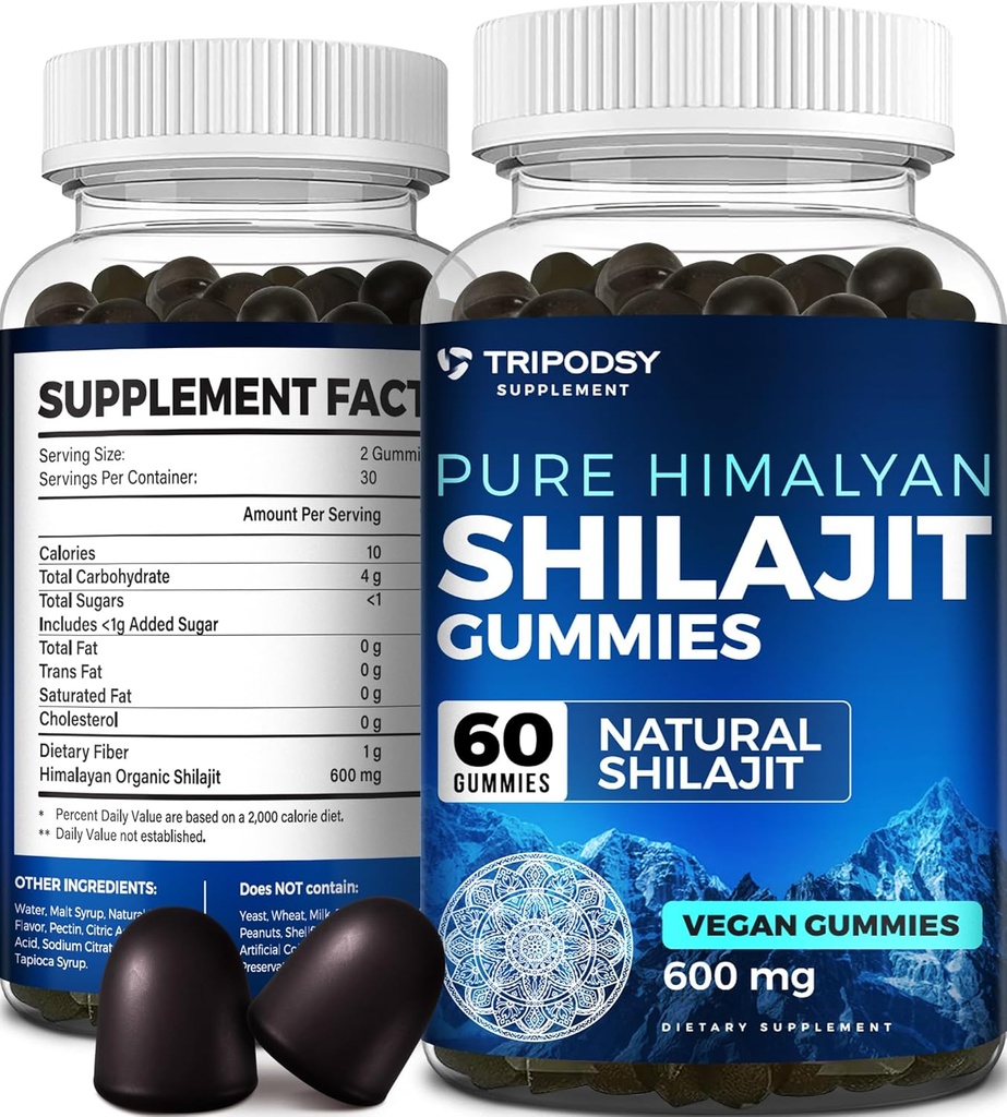 Murni Himalaya Shilajit Gummies Organik - Sanggul Shilajit Resin Tambahan untuk Pria & Perempuan - 100% Alam dengan 90 + Trace Mineral - Boost Energy, Vitalitas, dan Immune Dukungan - 60 Gummies