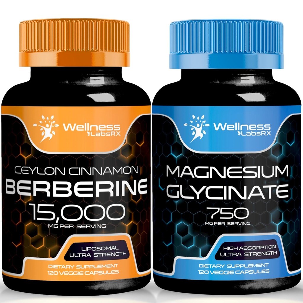 Suplemen Berberin 1500mg - Lipomal Berberine dengan Ceylon Cinnamon Magnesium Glycinate Capsules - 750mg - Magnesium Suplemen Absorpsi Tinggi