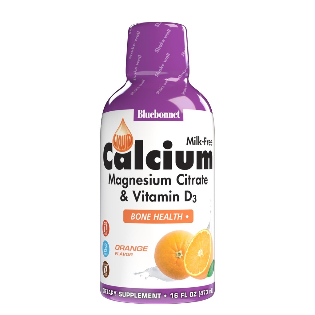 Bluebonnet Nutrition Liquid Calcium Citrate Magnesium Citrate, Vitamin D3, Bone Health, Gluten Free, Soy free, milk free, Kosher, 16 Fl Oz, 32 Servings, Orange Flavor, 16 Fl Oz (Paket 1)