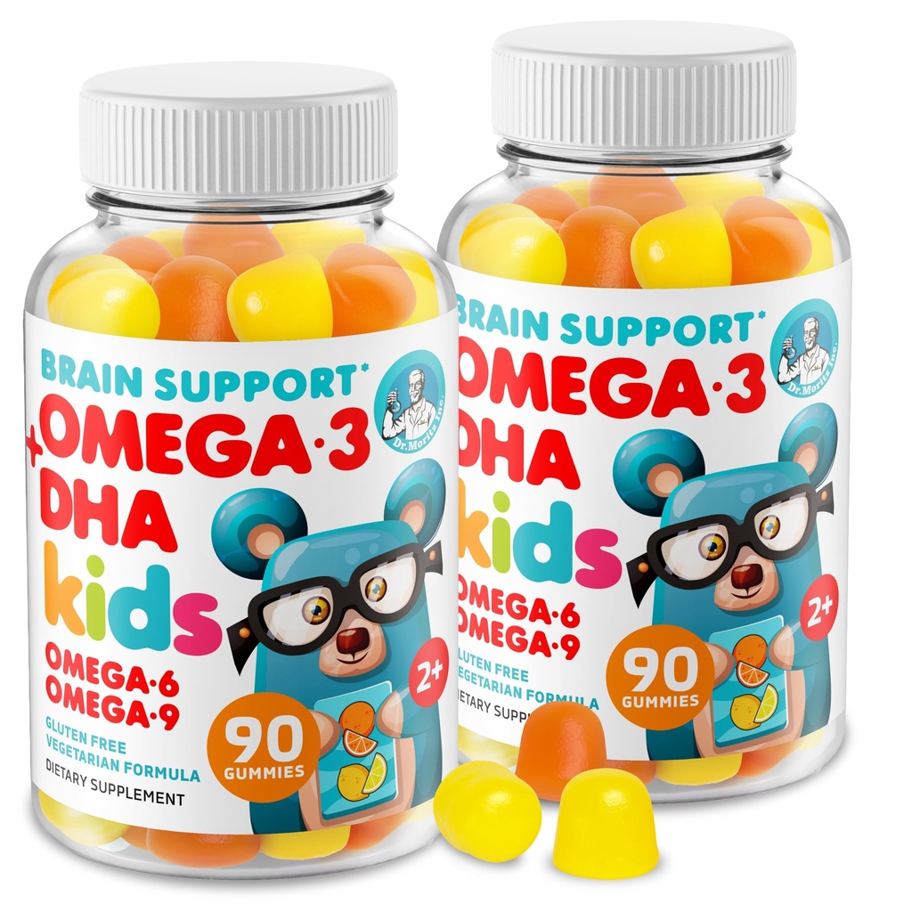 DR. MORITZ Omega 3 Kimies (180 Count), Vegan Omega3 Gummies for Kids with No Fish Oil, Vitamin for Brain & Heart Health, Gluten- Free Omega 3 6 9