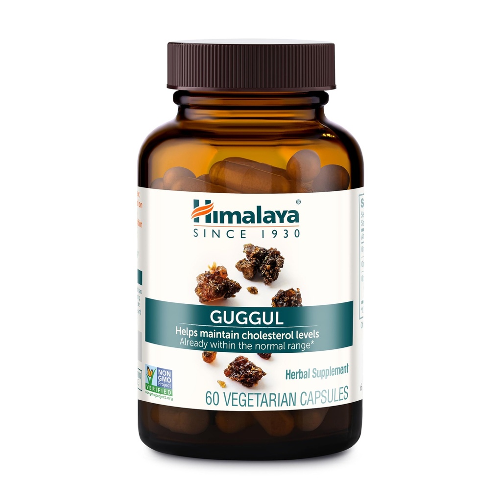 Himalaya Guggul - Herbal Liver Dukungan untuk Detox Liver, Cholesterol, HDL & LDL Dukungan - Vegan, Non-GMO, Gluten Bebas, 720 mg, 60 Capsules