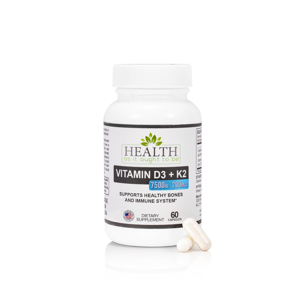 Kesehatan Seperti Yang Diharapkan Untuk Menjadi Vitamin D3 + K2 Tambahan: 124; Menyediakan Healthy Bones dan Imune Kesehatan 124; 60 Kapsul