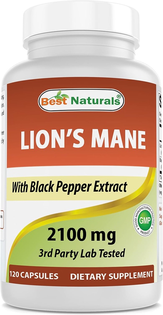 Tambahan Jamur Mane Mashroom Terbaik - 120 Capsules - Mental Clarity, Fokus & Imune Kesehatan - Tambahkan Black Pepper untuk Absorpsi Maksimal