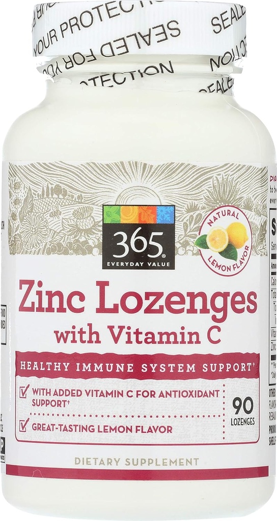 365 oleh Whole Foods Market, Zinc Lozenge dengan Vitamin C, 90 ct