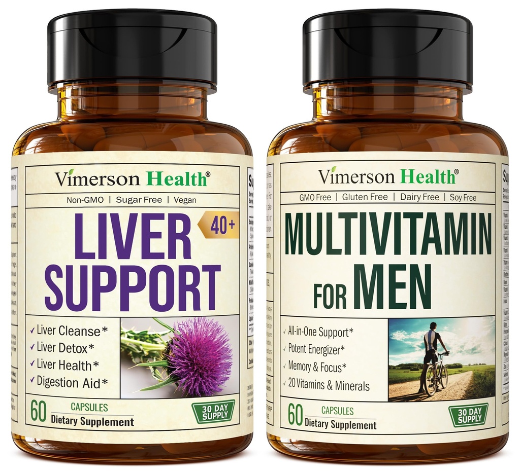 Liver Cleanse Detox & Repair Milk Thistle Suplemen & Multivitamin untuk Pria - Lengkap Mans Multivitamin & Multimineral dengan Vitamin A, C, D, E, B12, Zinc, dan More Vitamin for Men