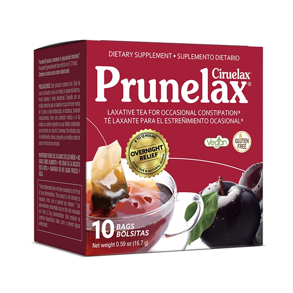 Prunelax Ciruelax Reguler Power Laxative Tea Bags - Dibuat dengan Ekstraksi Senna Natural, untuk Sectional Constipation, Senna Extract - 10 Bags