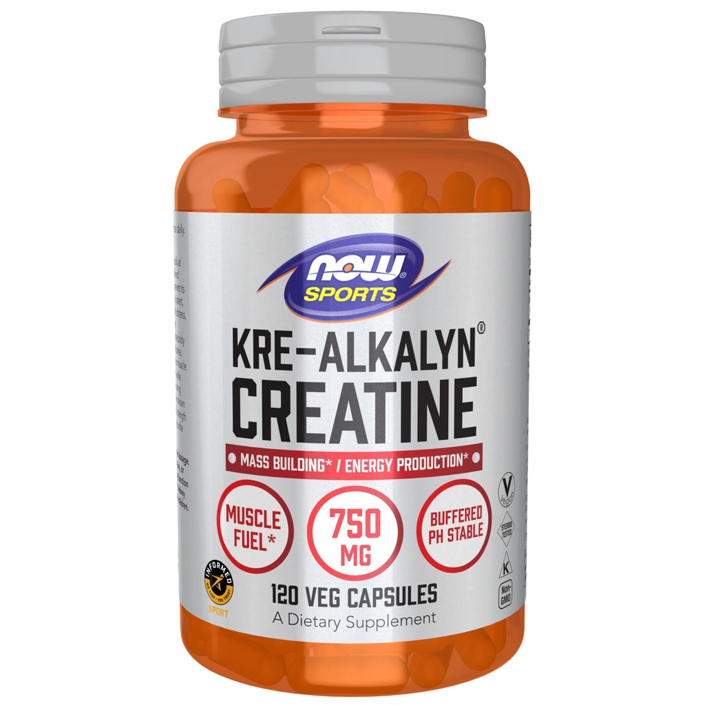 NOW Foods Sports Nutition, Kre-Alkalyn Creatine 750 mg, Mass Building * / Energy Production *, 120 Veg Capsules