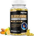 Glucosamin Chondroitin Gummies - 60 Dukungan Bersama - 1500mg Kekuatan Ekstra dengan MSM, Elderberry, Turmeric - Kartilage & Imune Dukungan untuk Dewasa, Pria & Perempuan Vegan - Mudah ditelan