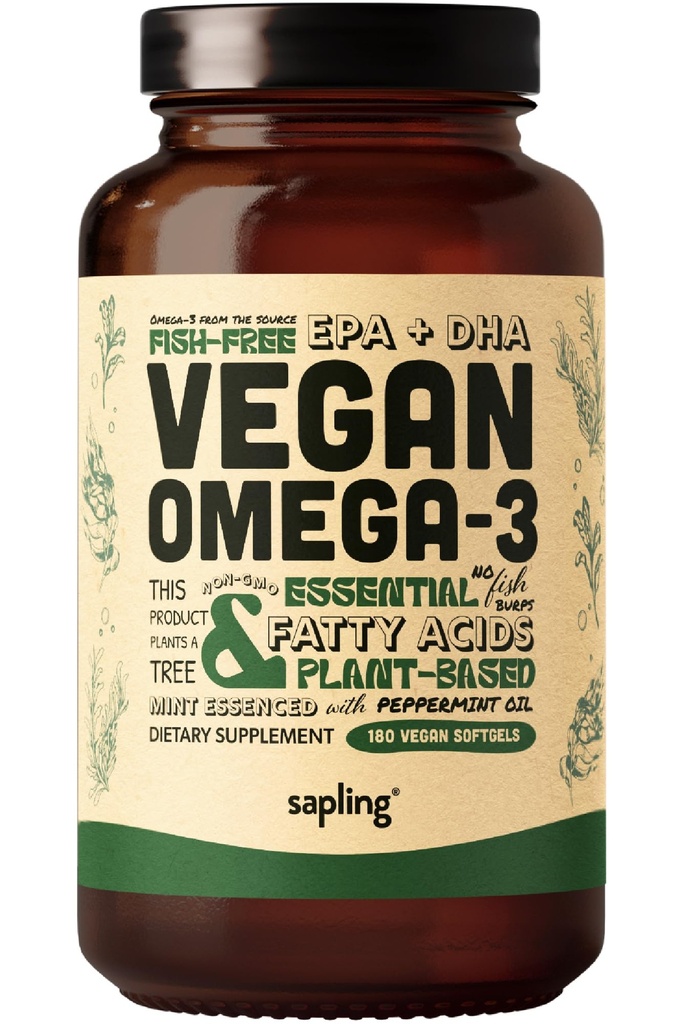 Tambahan Vegan Omega 3 - Tanaman Berdasarkan DHA & EPA Fatty Acids - Karrageenan Bebas, Alternatif untuk Minyak Ikan, Support Heart, Brain, Gabungan Kesehatan - Menyediakan Alga, Minyak Ikan Bebas - 180 Softgeels