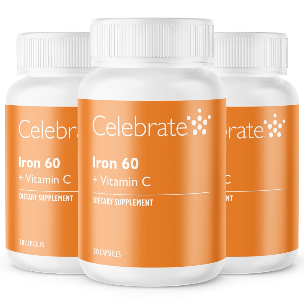 Merayakan Vitamin Iron Suplemen Vitamin C - 60mg Besi, 60mg Vitamin C, Bariatric Vitamin untuk Pasien WLS, Vertikal Sleeve & Gastric Bypass Operasi (90 Capsules)