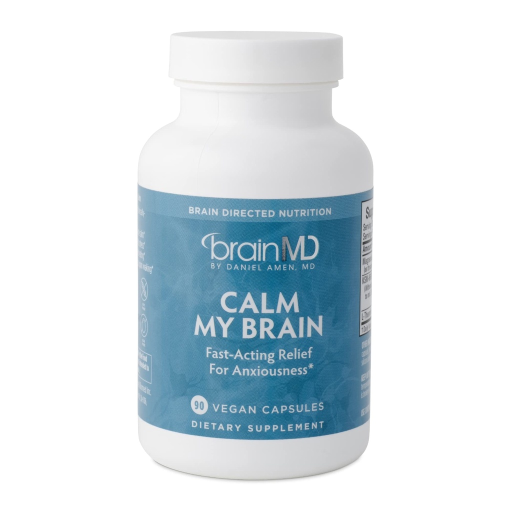 Dr Amen BrainMD Tenang Otak saya - 90 Vegan Capsules - Fast- Bertindak Formula dengan Magnesium, Ashwagandha & L- Theanine - 30 Hamba