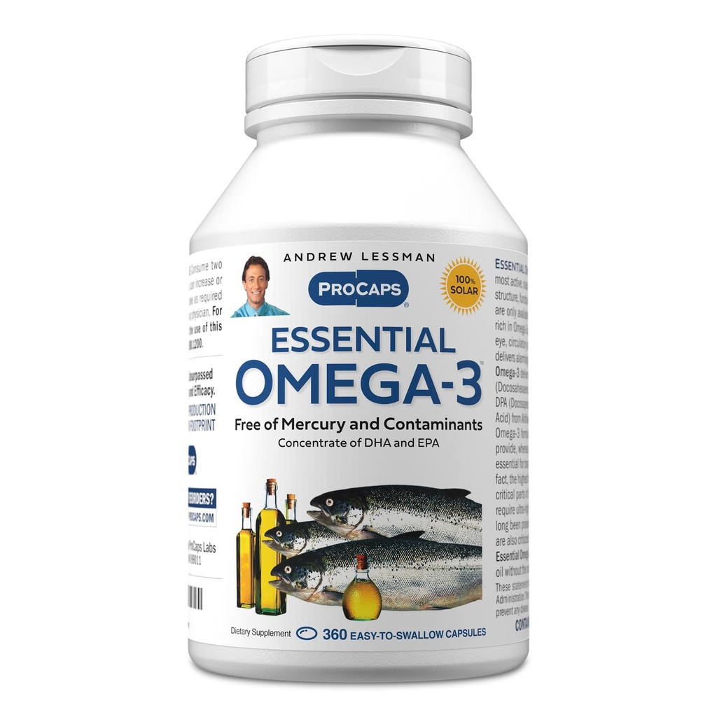 ANDREW LESSMAN ESMAG-3 Unflafeed - 360 Softgels - Ultra-Pure, High Potensi Omega- 3 Oil. High DHA, No Stomach Upset, No Contaminants, No Mercury. Mudah untuk Swallow Softgels