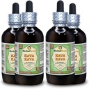 Kava Kava (Piper Methysticum) Glycerite, Dry Root Alcohol- Free Liquid Extract (Nama Merek: HerbalTerra, Proughtly Made in USA) 4x4 f.oz (4x120 ml)
