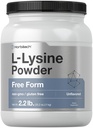 Horbäach L- Lysine powder 124; 2.2 lbs 124; Unflashing Free Form Supplement 12.4; Vegetarian, Non- GMO, Gluten Free Formula