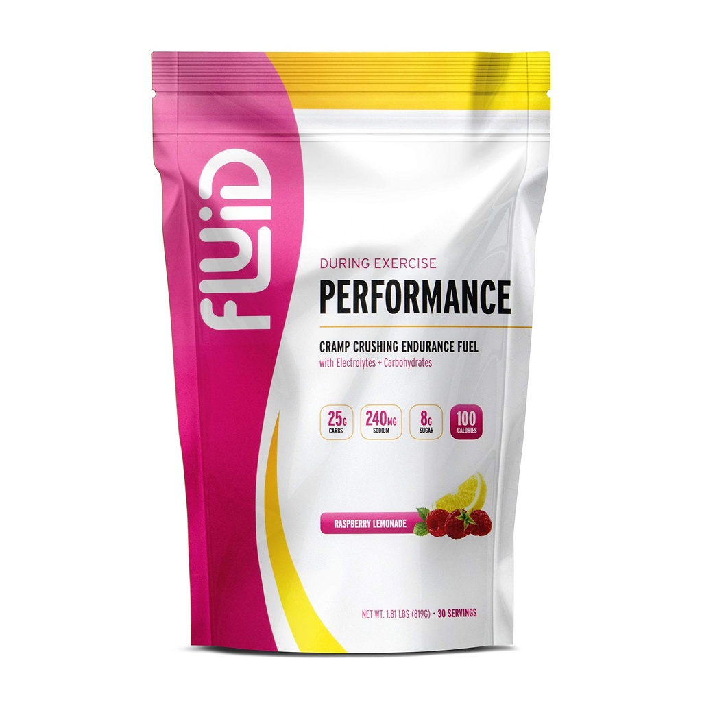 Fluid Performance - Rendah Sugar Endurance Olahraga Mix dengan Electrolytes, All Natural Ingreations, Gluten-Free for Before atau Selama Latihan (Raspberry Lemonade, 30 Serving)