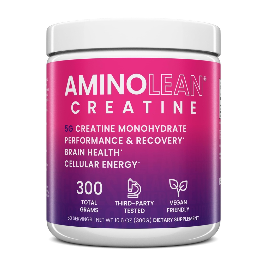 AminoLean Creatine for Women and Men, Pure Micronized Creatine Monohydrate Application For Muscle Toning, Mood Dukung, Energy Boost, and Brain Health, 300g