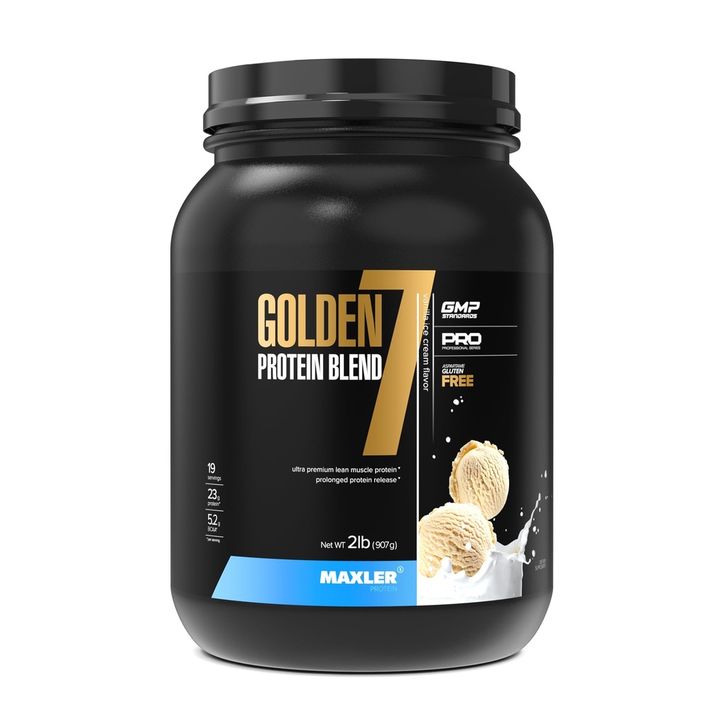 Maxler Golden 7 Protein Blend - Powder Protein untuk Muscle Gain & Recovery - Vanilla Protein Powder 2 lb
