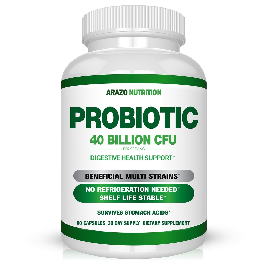 Arazo Nutrition Probiotic 40 Milyar CFU - Shelf Stabil with Prepoicilus and Acidophilus