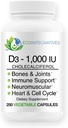 Vitamin D3- 1000 IU 25 mcg (Cholecalferiol) Hipoalergenic Dukung untuk Muscles, Bones & Teeth, Breast, Prostate, Cardiovascular, Colon & Imune Health (250 Veggie Capsules)