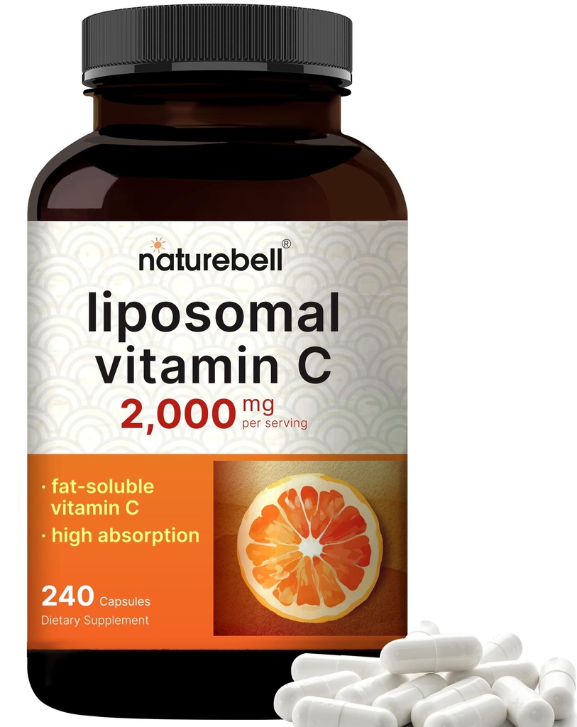 NatureBell Lipomal Vitamin C 2.000mg Per Serving, 240 Capsules 126; Tinggi Absorpsi Fat- Soluble Vitamin - Max Kekuatan Antioksidant * Suplemen - Non-GMO, Gluten Bebas