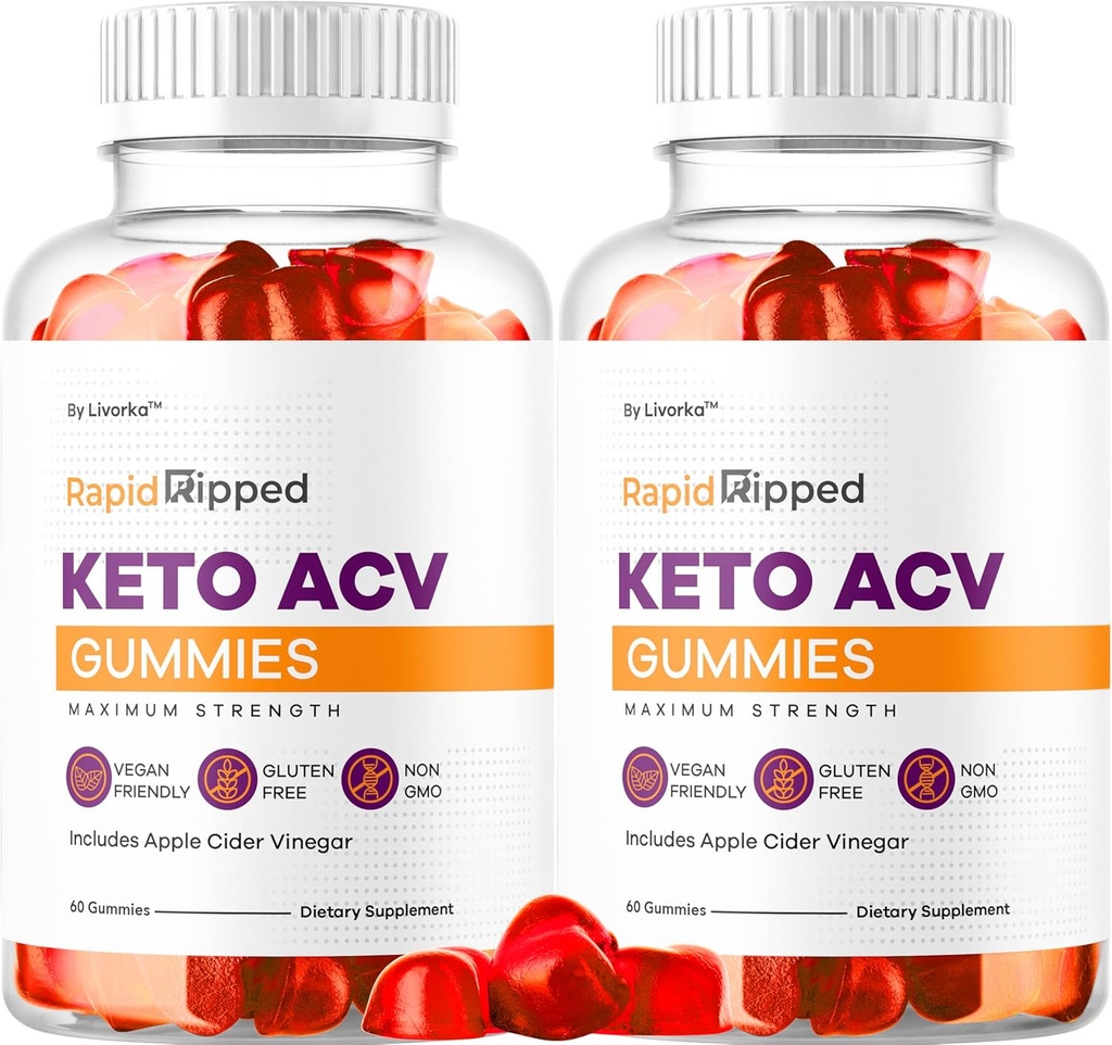 (2 Pack) Rapid Ripped Keto ACV Gummies Dummies, Rapidripped Keto Plus Apple Cider Guegar Advanced Formula 1050MG, All Natural Gomitas Review, 120 Gummies selama 2 Bulan