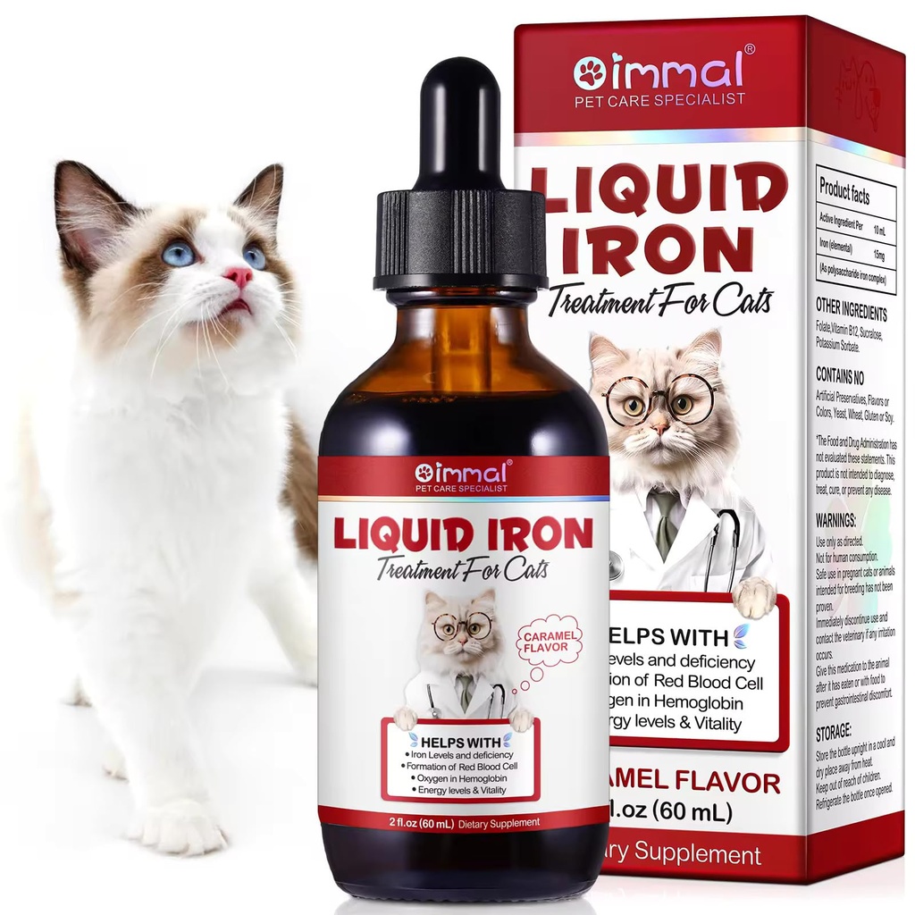 Suplemen Besi Liquid untuk Kucing dan Kittens - dengan Flolate dan B12 - Adplemen Anemia, Promotes Kesehatan Darah, Supply dan Darah Formasi - Meningkatkan Tingkat Energi Rendah - Letargy - 2 oz