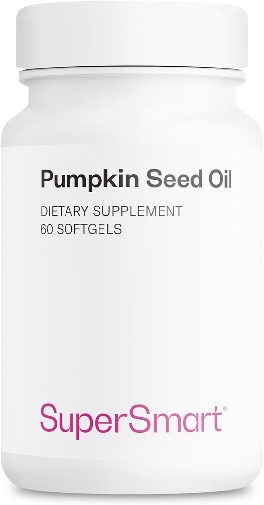 Supersmart - Pumpkin Seed Oil Suplemen 100mg per hari (+ Vitamin E) - Pumpkin Seed Oil untuk Rambut Tumbuh 124; Non-GMO & Gluten Bebas - 60 Softgels