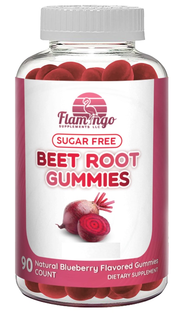 Sugar Free Nitric Oxide Beet Root Gummies - Beet Root Chewables for Athletic Performance, Nitric Oxide Booster, Energy, Blood Flow and Circulation - 90 Beats Root Gummy Chews.