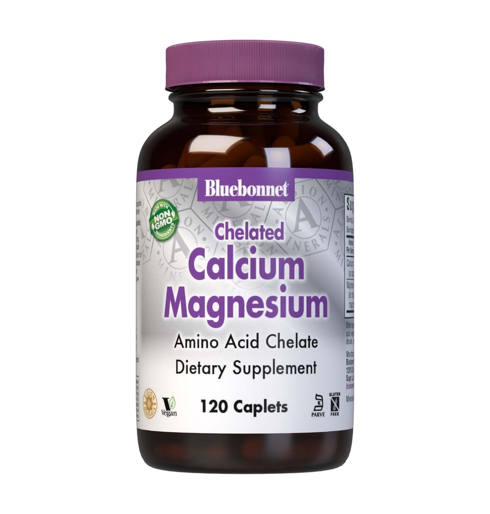 BlueBonnet Albion Chlated Calcium Magnesium Caplets, 120 Count