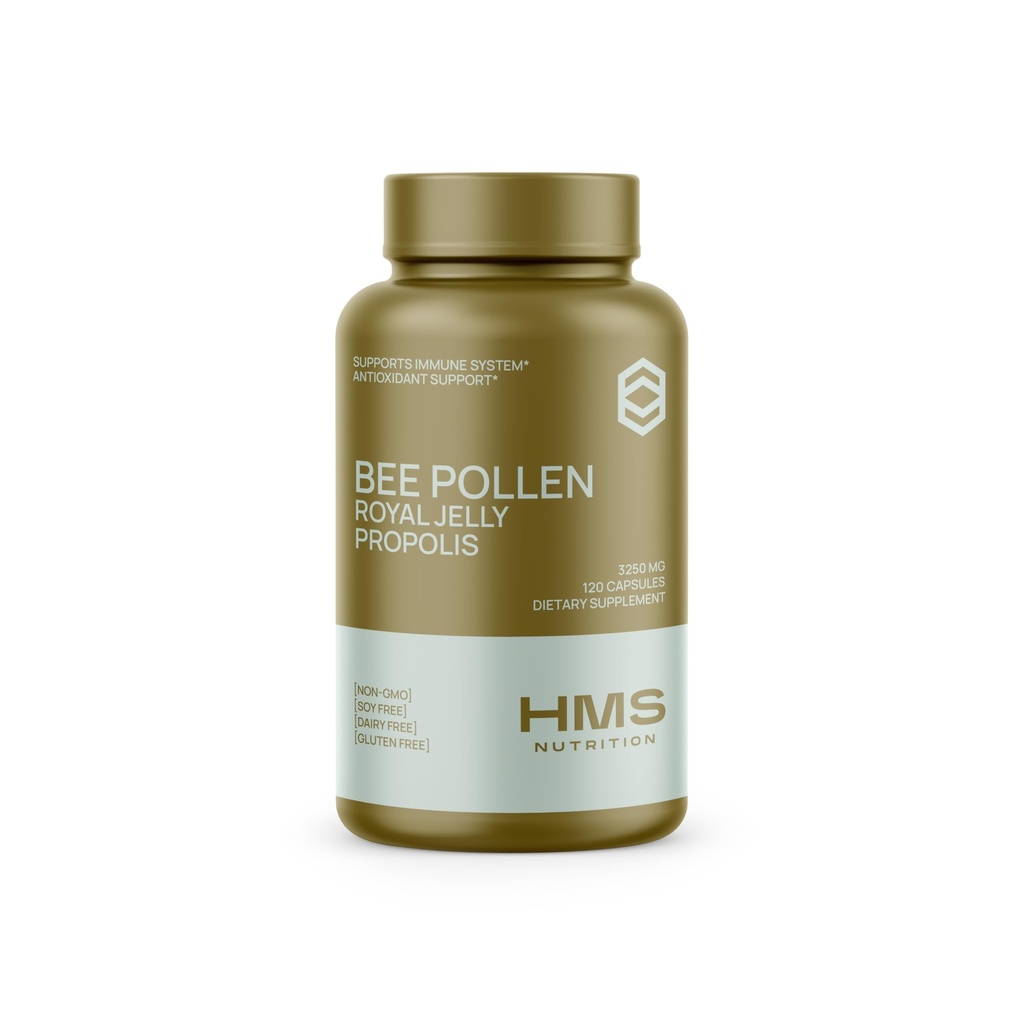 Premium Bee Pollen Daily Dietary Suplemen - Termasuk Propolis & Royal Jelly - 3250mg Non-GMO, 120 Vegetarian Capsules - 30 Hari Supply