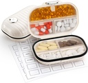 Zannaki Pill Case Portable Small Weekly Travel Pill Organizer, Kotak Pill Cute Moivious Holder for Pocket Purse Bag, Kontainer Obat Pocket Daily Mocket for Vitamin, Fish Oil, Supplemen