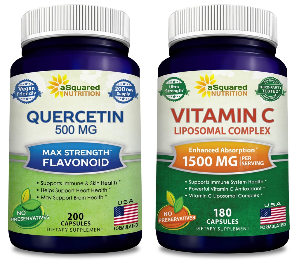 ASquared Nutrection Bundle for Quercetin 500mg & Vitamin C Lipomal Complex 1500mg - Dukungan Imune