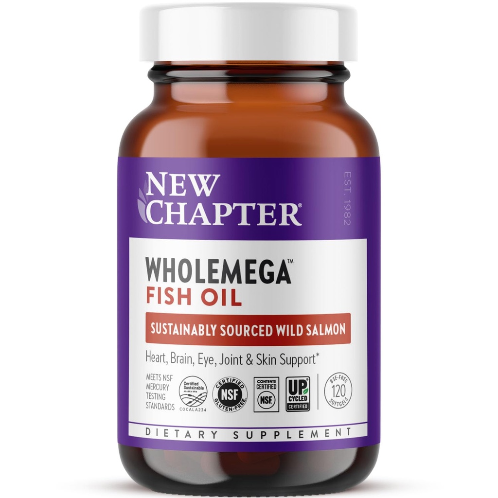 Bab Baru Tambahan Minyak Ikan Wholemega - 2000mg per Serving, Secara klinis Proven Wild Alaska Salmon Oil dengan Omega- 3 + Vitamin D3 + Astaxanthin, 120 Softgels