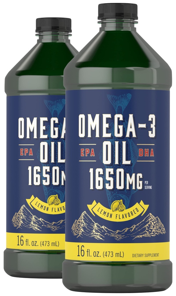 Carlyle Omega 3 Oil Liquid £124; 1650mg 124; 32 'm oz (2 x 16oz Bottles) 14; Lemon Flavor 124; Non-GMO & Gluten Free Supplemen