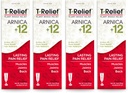 T-Relief Arnica + 12 Cream Natural Relieving Actives for Back Pain Journess Muscle Aches & Stiffness, Whole Body Fast Acting Relief for Women & Men - 4 oz (4 Pack)