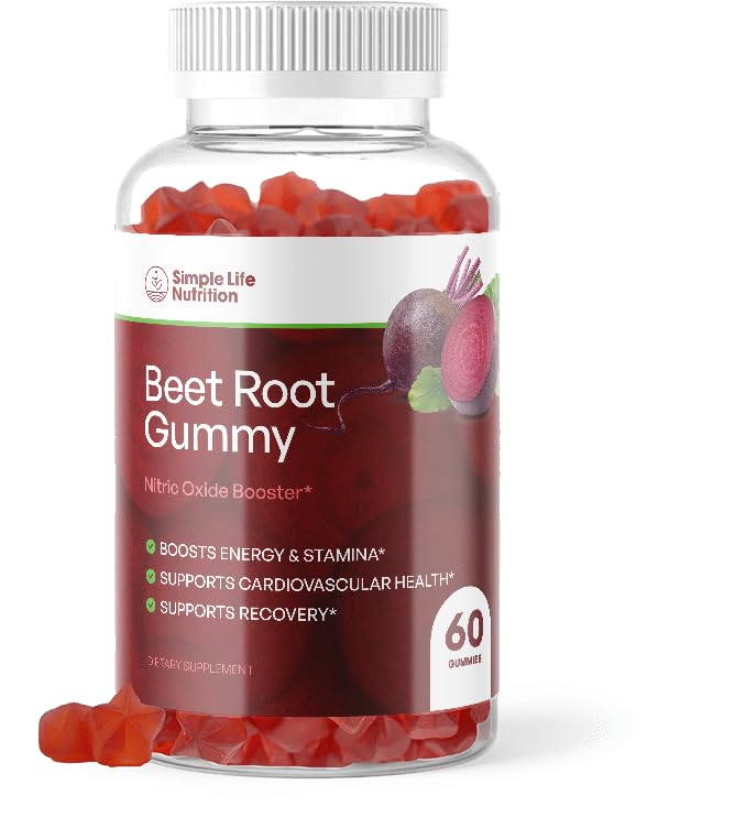 Root Gummies Organik - Nitric Oxide Booster untuk Pria & Perempuan - Organik N- GMO Bebas Vegan Beats - 60CT
