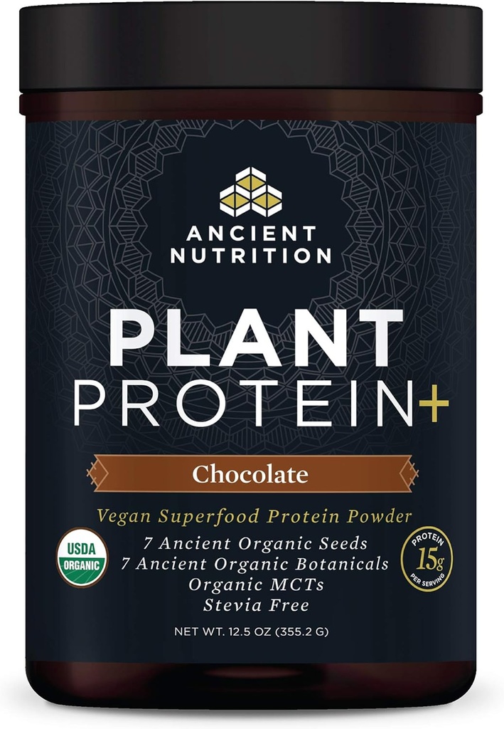 Tanaman Nutrition Kuno Berdasarkan Powder Protein, Tanaman Protein +, Chocolate, Penyedia Makanan Super Vegan Organik, 15g Protein Per Serving, Gluten Free, Paleo Friendly 12 Serving