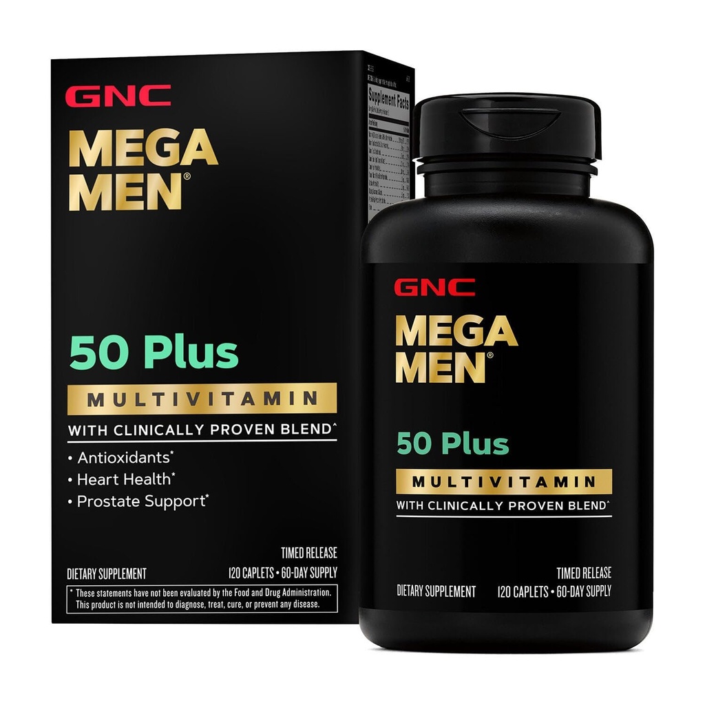 GNC Mega Men 50 Plus Multivitamin 126; Antioksidants 126; Heart Health 124; Prostate and Circulation Dukung 124; 120 Count