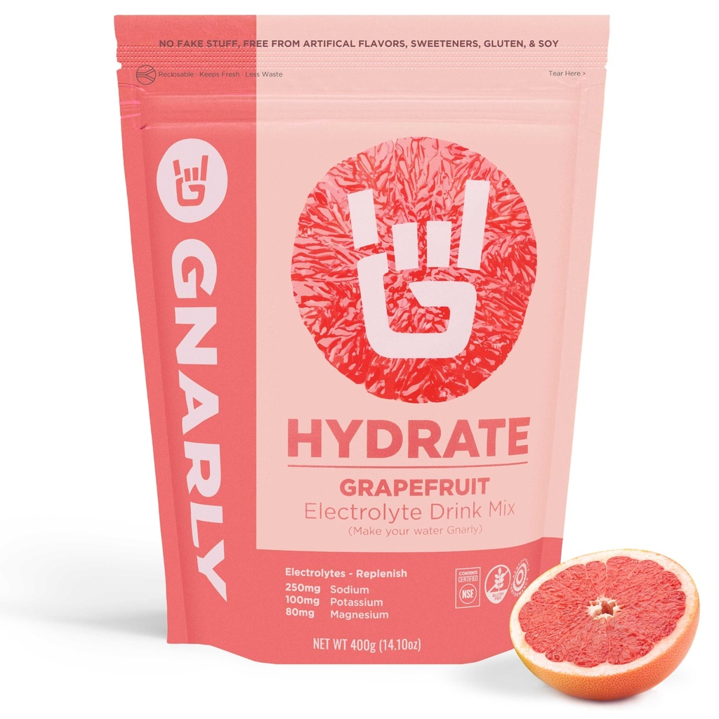 Gnarly Nutition Hydrate Electrolite Powder - Ruby Red Grapefruit Hidration Minum Mix - NSF Isi Disertifikasi - Solusi Electrolite, Performance & Recovery - Ruby Red Grapefruit, 14.10 oz