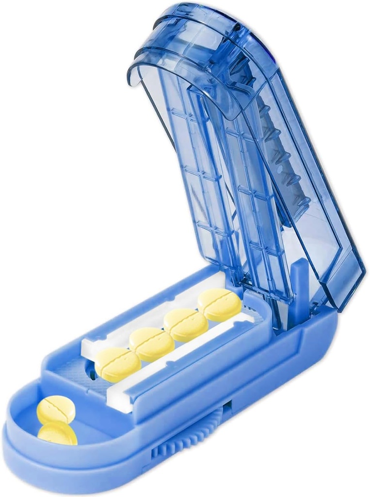 Pill Cutter Splitter untuk Small and Tiny Pills, Adjustable Tablet Splitter Accurtly Cuts Multiple Pills at Once. (Klein Blue)